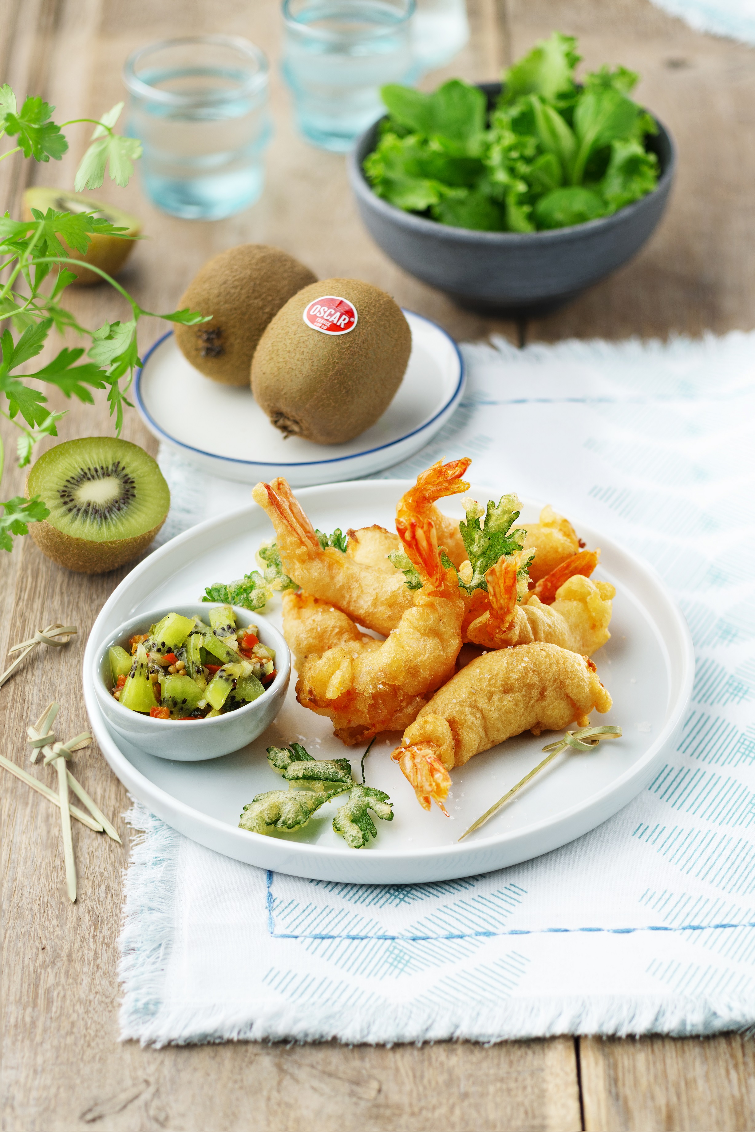 Prawn tempura with Oscar® kiwi fruits chutney